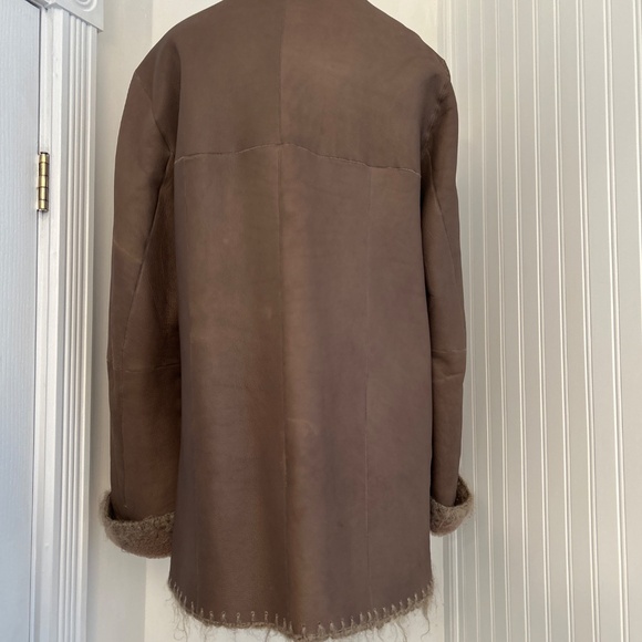 Vintage Italian Leather Wool Lined Unique Coat - Picture 3 of 6